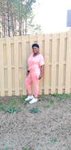 Load image into Gallery viewer, Coral pink short set plus size
