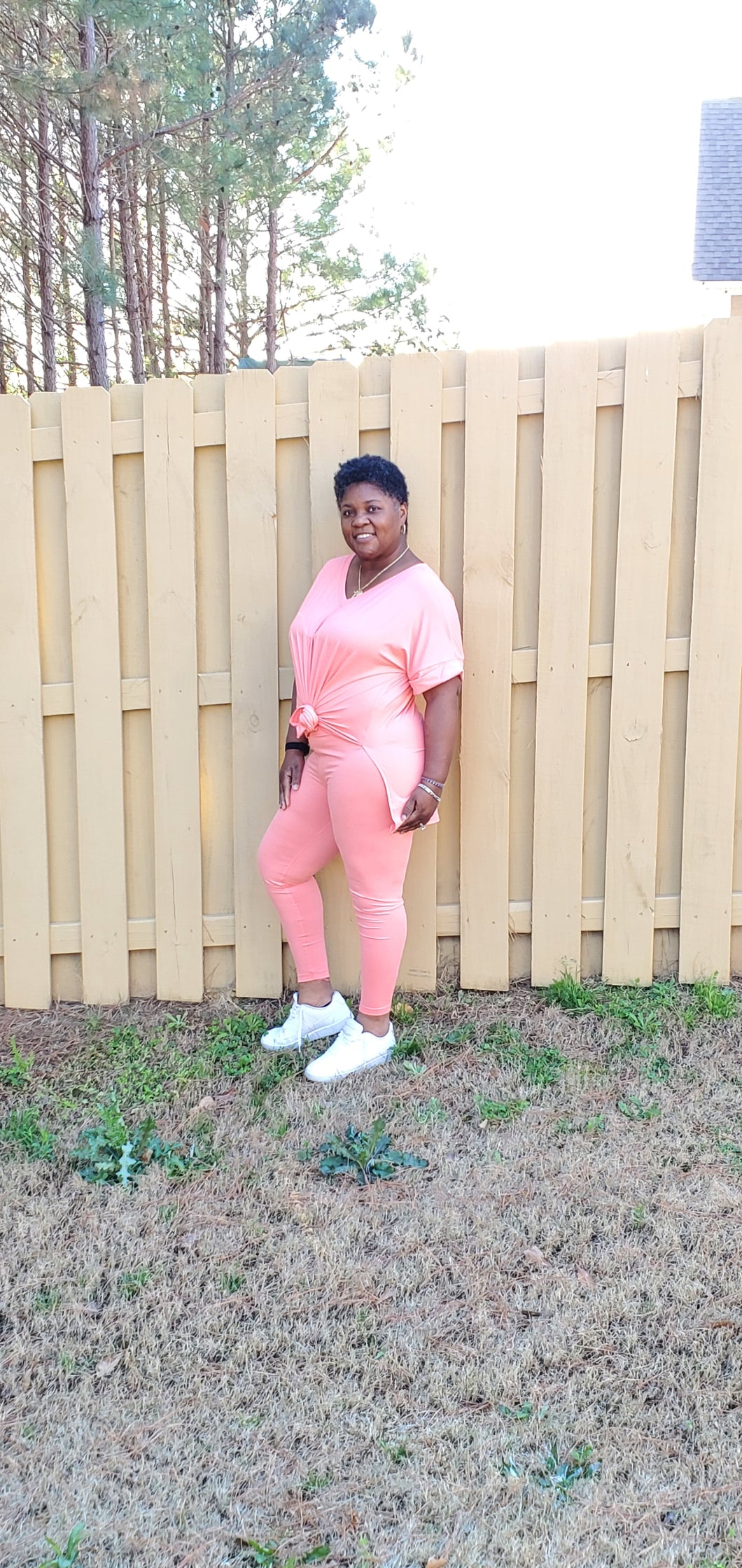 Coral pink short set plus size