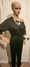 Load image into Gallery viewer, Black, Cold Shoulder, Belted Jumper with Pockets
