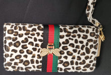 Load image into Gallery viewer, Furry animal print wristlet (multi-compartments)
